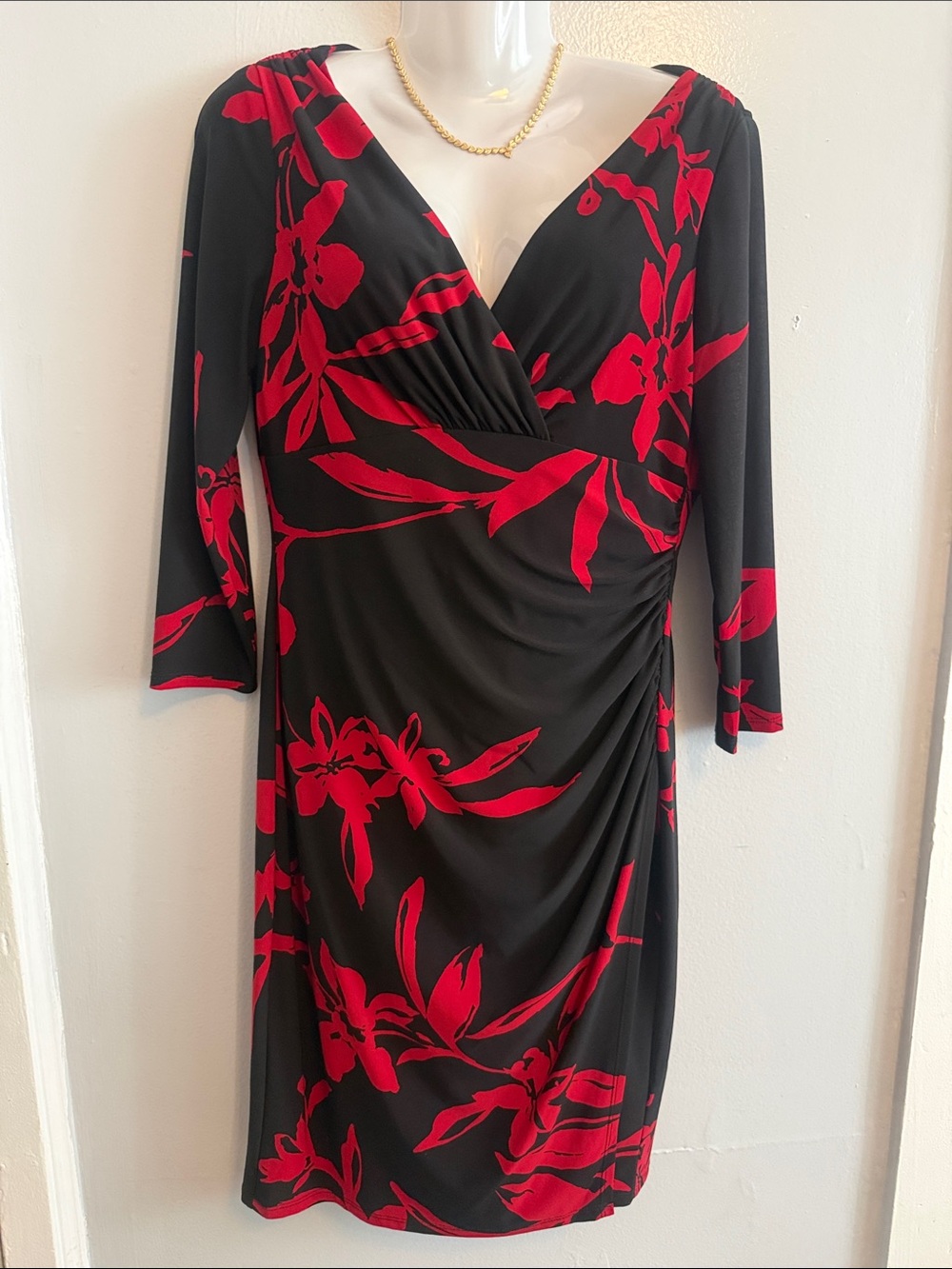 Ralph Lauren Black Dress with Red Floral Print